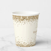 Gouden Glitter Cream Namen Engagement Party Papieren Bekers (Rechts)