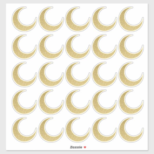 Gouden Glitter Crescent Moon Sticker Set (Vel)