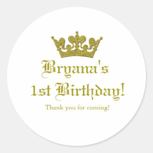 Gouden Glitter Crown Royal Princess Sticker Label