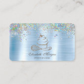Gouden Glitter Cupcake Confetti, Metallic Blue Visitekaartje (Voorkant)