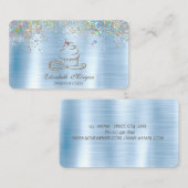Gouden Glitter Cupcake Confetti, Metallic Blue Visitekaartje (Voorkant / Achterkant)