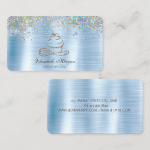 Gouden Glitter Cupcake Confetti, Metallic Blue Visitekaartje