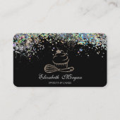 Gouden Glitter Cupcake Kleurrijke Confetti, Zwart Visitekaartje (Voorkant)