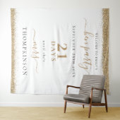 Gouden Glitter Dagen tot Huwelijk Welkom Hen Feest Wandkleed (In Situ (horizontaal))