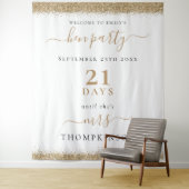 Gouden Glitter Dagen tot Huwelijk Welkom Hen Feest Wandkleed (In situ)