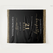 Gouden Glitter Dagen Trouw Welkom Hen Party Zwart Wandkleed (Voorkant (horizontaal))