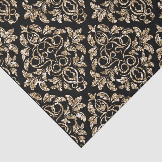 Gouden Glitter Damask Patroon Tissuepapier (Detail)