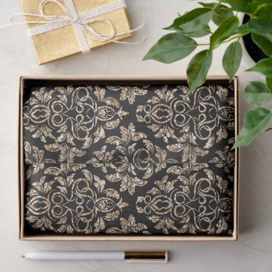 Gouden Glitter Damask Patroon Tissuepapier (Geschenk)