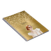 Gouden Glitter Dame Rood Haar Notitieboek (Rechterzijde)