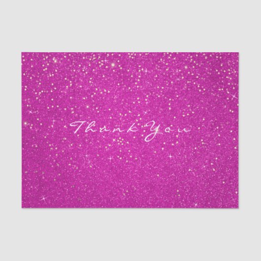 Gouden Glitter Dank u Fuchsia Roze Confetti Wit Tissuepapier (Voorkant)