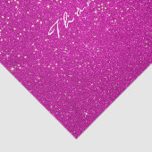 Gouden Glitter Dank u Fuchsia Roze Confetti Wit Tissuepapier (Detail)