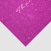 Gouden Glitter Dank u Fuchsia Roze Favor Wit Tissuepapier (Detail)