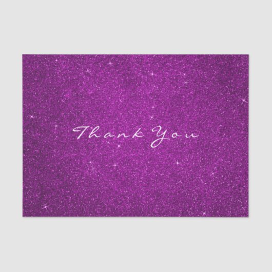 Gouden Glitter Dank u Fuchsia Roze Rose Tissuepapier (Voorkant)