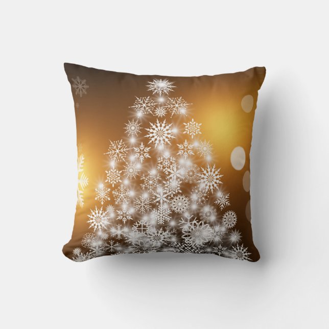 Gouden Glitter Decoratieve Kerstboom Kussen (Voorkant)