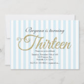 Gouden Glitter DERTIEN 13 Blauwe Uitnodigingen voo (Voorkant)