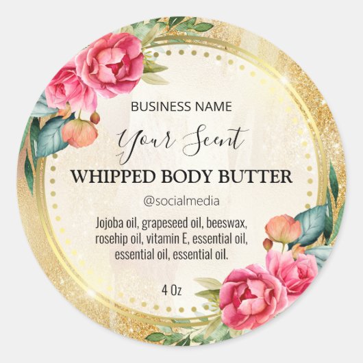 Gouden Glitter  Design Body Butter Labels (Voorkant)