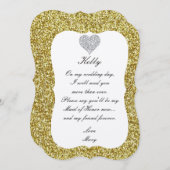 Gouden Glitter Diamant Hart Bruidsmeisje Kaart (Voorkant / Achterkant)