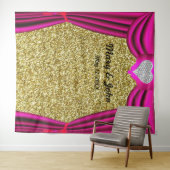 Gouden Glitter Diamant Hart Roze Gordijn Achtergro Wandkleed (In Situ (horizontaal))