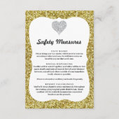 Gouden Glitter Diamant Hart Veiligheidsmaatregelen Informatiekaartje (Voorkant)