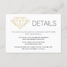 Gouden glitter diamant trendy bruiloft details ins informatiekaartje