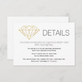 Gouden glitter diamant trendy bruiloft details ins informatiekaartje (Voorkant / Achterkant)