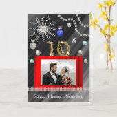 Gouden Glitter Diamanten Edelsteen 10e Huwelijksve Kaart (Gele Bloem)