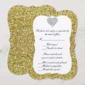 Gouden Glitter Diamanten Hart Reactiekaart Kaart (Voorkant / Achterkant)