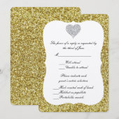 Gouden Glitter Diamanten Hart Reactiekaart Kaart (Voorkant / Achterkant)