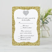 Gouden Glitter Diamanten Hart Reactiekaart Kaart (Staand voorkant)