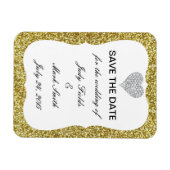 Gouden Glitter Diamanten Hart Save The Date Magnee Magneet (Horizontaal)