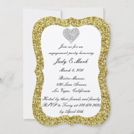 Gouden Glitter Diamanten Hart Trouwfeest Uitnodigi Kaart