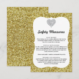 Gouden Glitter Diamanten Hart Veiligheidsmaatregel Informatiekaartje