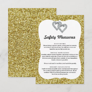 Gouden Glitter Diamanten Hartjes Veiligheidsmaatre Informatiekaartje