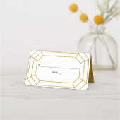 Gouden glitter diamanten juweel bruiloft gevouwen  plaatskaartje (Voorkant)