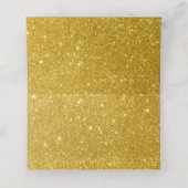 Gouden glitter diamanten juweel bruiloft gevouwen  plaatskaartje (Binnenkant ongevouwen)