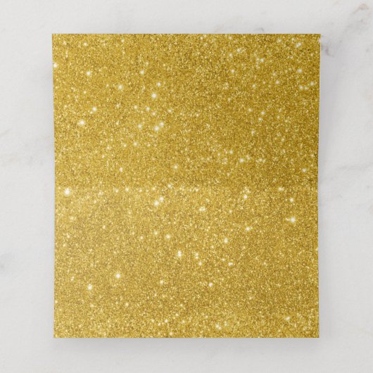 Gouden glitter diamanten juweel bruiloft gevouwen  plaatskaartje (Binnenkant ongevouwen)