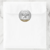 Gouden Glitter & Diamanten Tiara Sweet 16 Sticker (Tas)