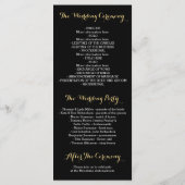 Gouden Glitter Diamanten Trouwprogramma's Programmakaart (Achterkant)