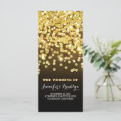 Gouden Glitter Diamanten Trouwprogramma's Programmakaart (Staand voorkant)