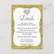 Gouden Glitter Diamond Hart Bruiloft Details