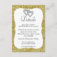 Gouden Glitter Diamond Harten Bruiloft Details