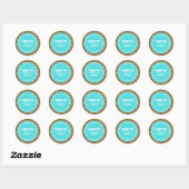 Gouden Glitter & Diepe Turquoise Dank u Label (Vel)