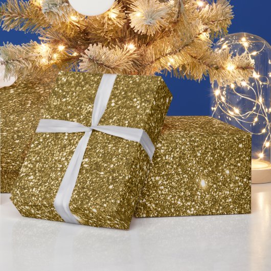 Gouden Glitter Digitale Print Cadeaupapier (Feestdagen)