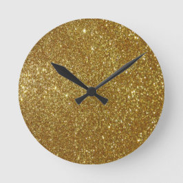 Gouden Glitter Digitale Print Ronde Klok
