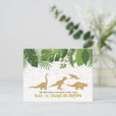 Gouden Glitter Dinosaur Tropische Dankkaart Feestdagenkaart (Staand voorkant)