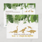 Gouden Glitter Dinosaur Tropische Dankkaart Feestdagenkaart (Voorkant / Achterkant)