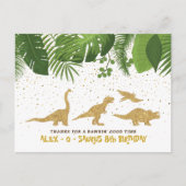Gouden Glitter Dinosaur Tropische Dankkaart Feestdagenkaart (Voorkant)