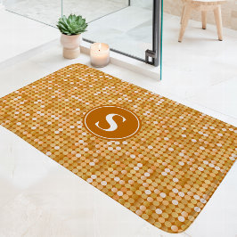 Gouden Glitter Disco Bal Monogram Badmat