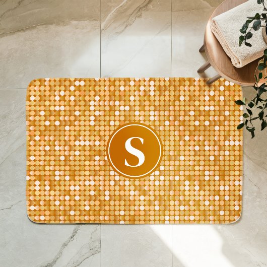Gouden Glitter Disco Bal Monogram Badmat