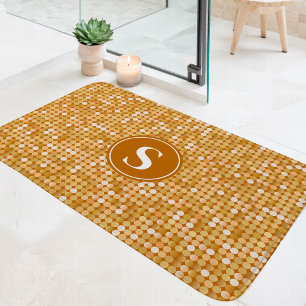 Gouden Glitter Discobal Monogram Badmat
